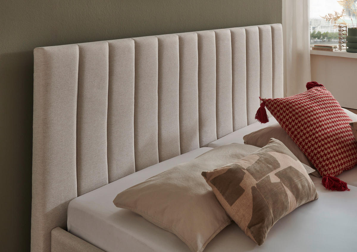 POLSTERBETT 180/200 cm  in Beige  - Beige/Schwarz, Design, Holz/Textil (180/200cm) - Boxxx