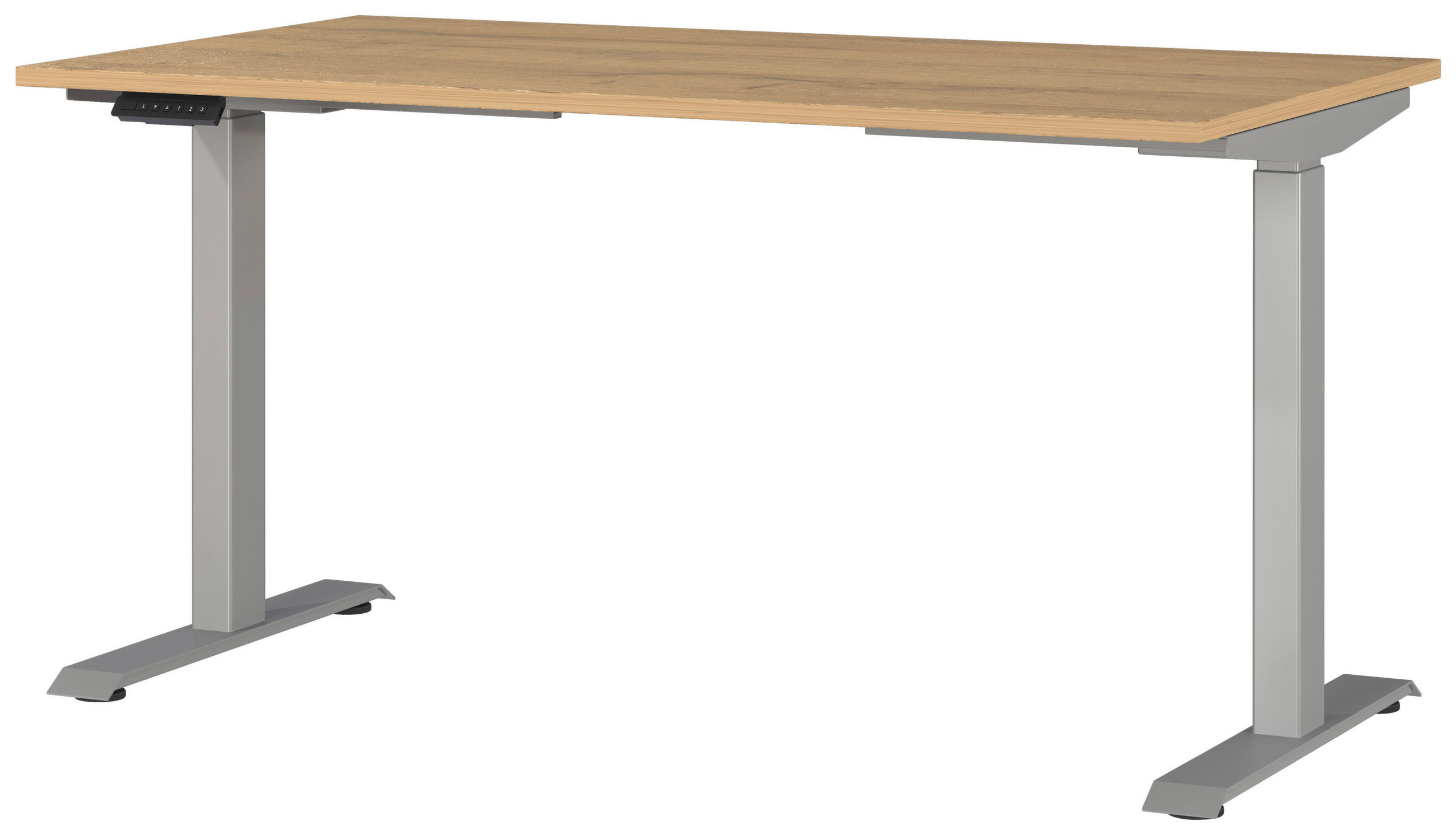 SCHREIBTISCH 140/80/72-118 cm  in Braun, Silberfarben, Eichefarben  - Eichefarben/Silberfarben, MODERN, Holzwerkstoff/Metall (140/80/72-118cm) - Novel