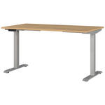 SCHREIBTISCH 140/80/72-118 cm  in Braun, Silberfarben, Eichefarben  - Eichefarben/Silberfarben, MODERN, Holzwerkstoff/Metall (140/80/72-118cm) - Novel