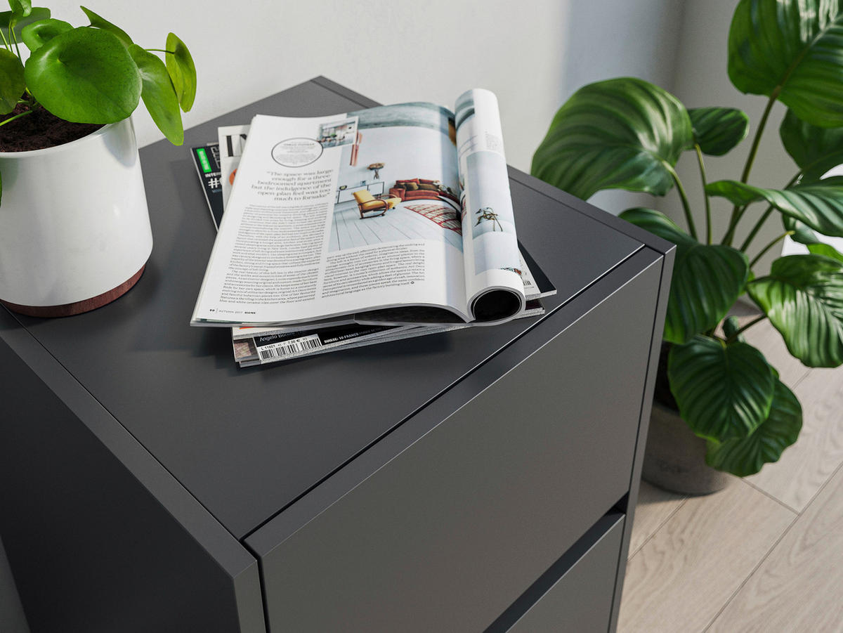 NACHTTISCH 41,2/65/42 cm  - Graphitfarben/Schwarz, Basics, Holzwerkstoff/Metall (41,2/65/42cm) - MID.YOU