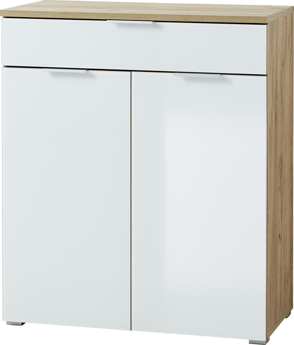 KOMMODE 89/105/40 cm  in Weiss, Eichefarben  - Weiss/Eichefarben, Konventionell, Glas/Holzwerkstoff (89/105/40cm)