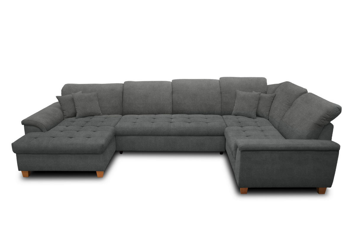 WOHNLANDSCHAFT in Mikrofaser Dunkelgrau  - Eichefarben/Dunkelgrau, KONVENTIONELL, Holz/Textil (170/352/214cm) - MID.YOU