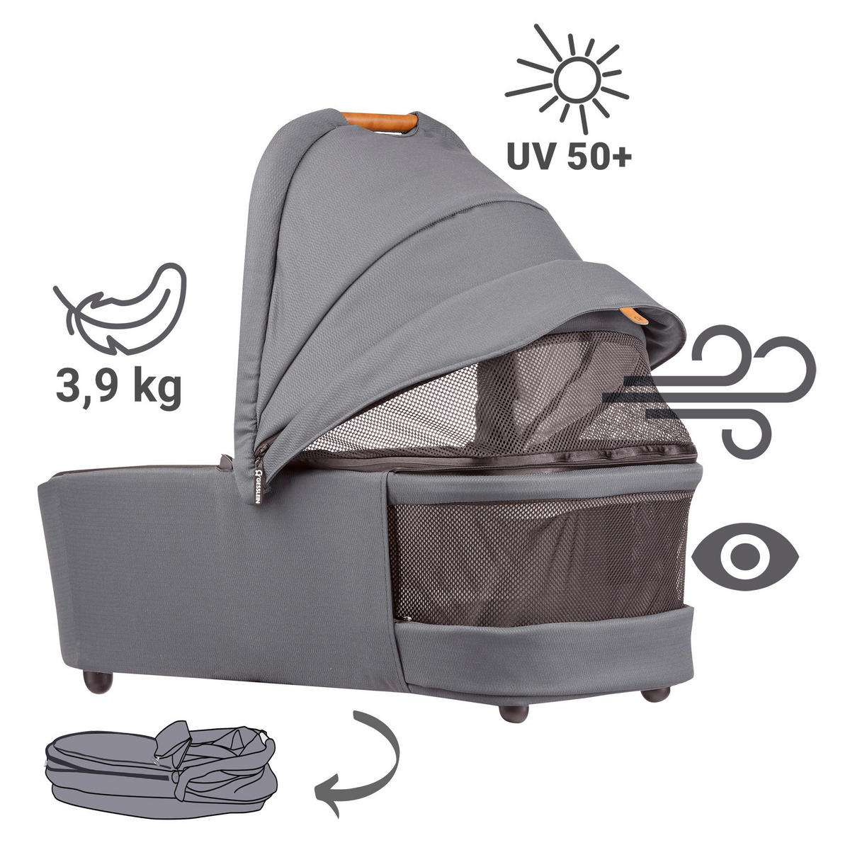 KOMBIKINDERWAGEN FX4 Swing Set  - Schwarz/Braun, Basics, Metall (100/55/130cm) - Gesslein