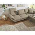 ECKSOFA  in Flachgewebe Hellbraun Armteilverstellung, Relaxfunktion, Drehsitzfunktion  255-365/175-224 cm  - Hellbraun/Schwarz, Design, Textil/Metall (255-365/175-224cm) - Dieter Knoll