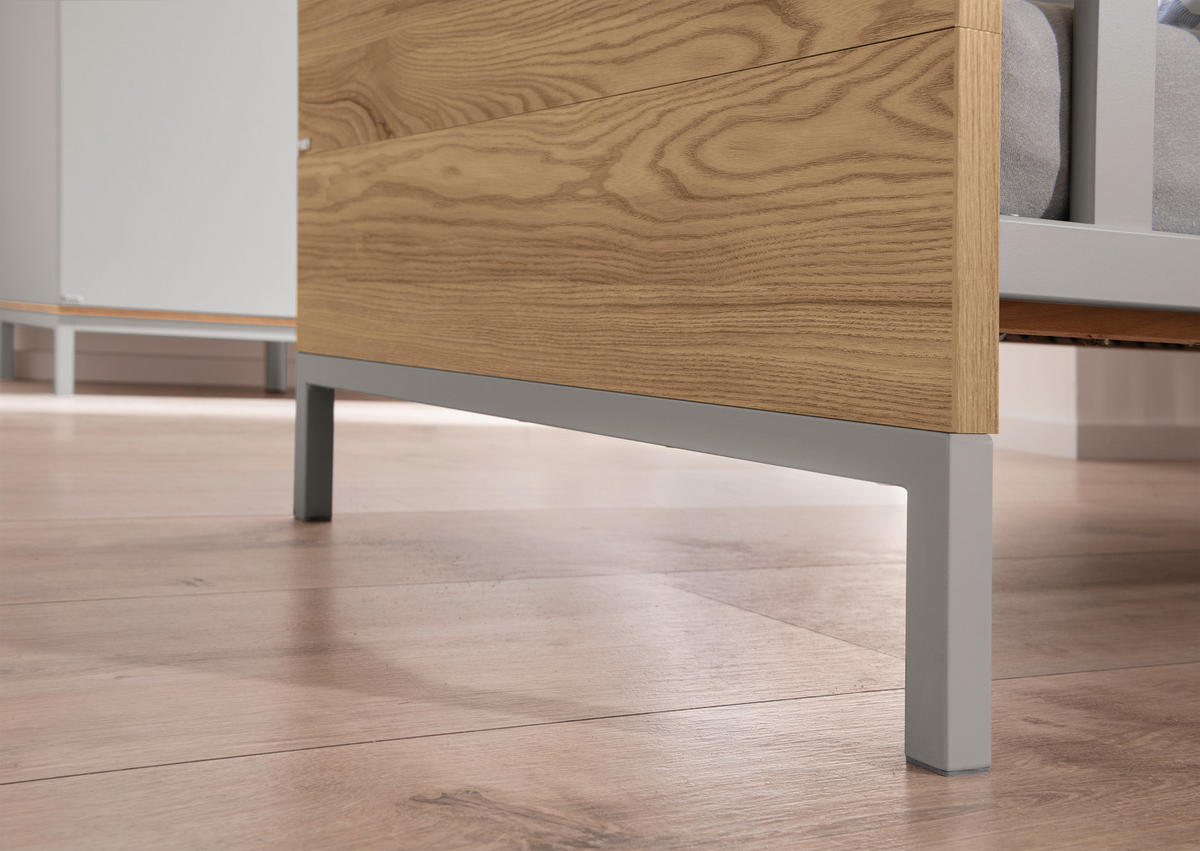 GITTERBETT 70/140 cm  - Eichefarben/Hellgrau, Basics, Holzwerkstoff (70/140cm) - Paidi