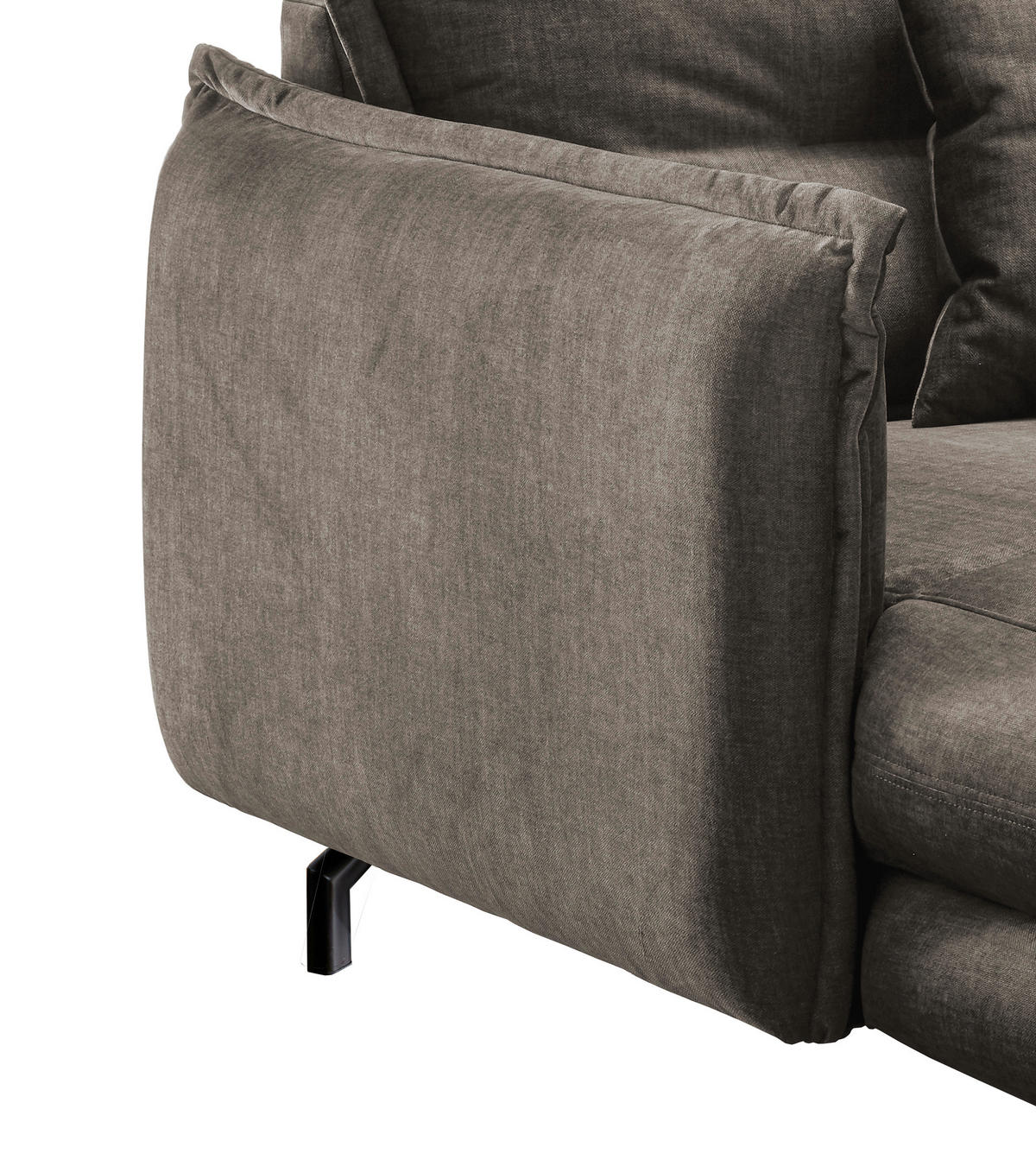XXL-SESSEL in Velours Braun  - Schwarz/Braun, Modern, Textil/Metall (111/101/167cm) - Livetastic