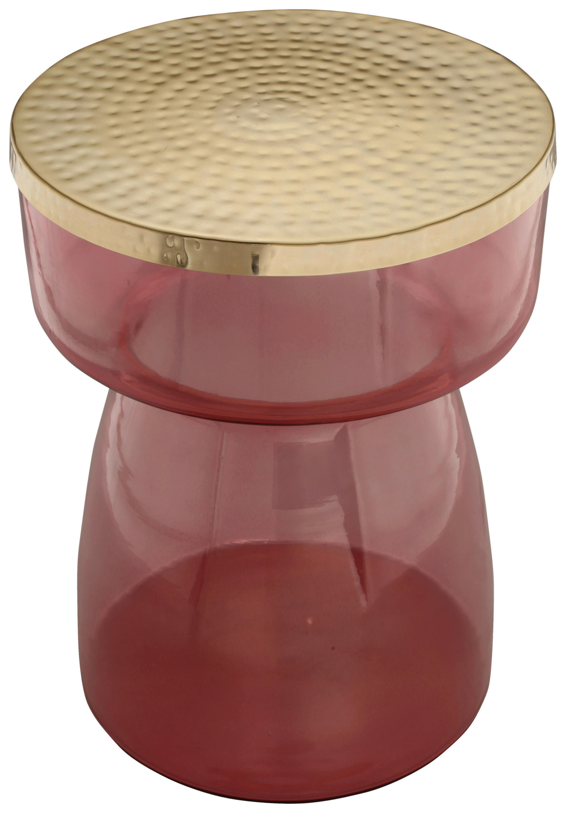 BEISTELLTISCH Rosa, Goldfarben rund  - Goldfarben/Rosa, Design, Glas/Metall (36/48cm) - Kayoom