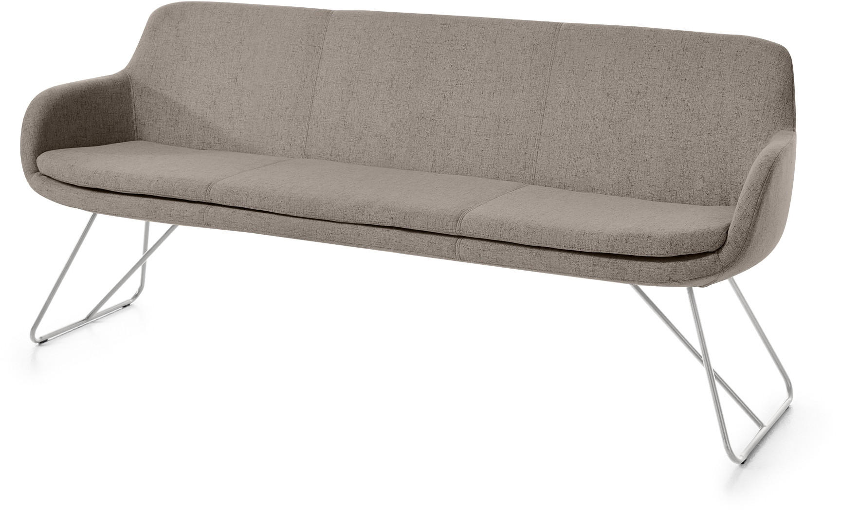 SITZBANK 180/87/65 cm Webstoff Taupe Metall  - Taupe/Edelstahlfarben, Design, Textil/Metall (180/87/65cm) - Musterring