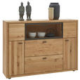 HIGHBOARD Eichefarben, Dunkelgrau  148/106/37 cm  - Dunkelgrau/Eichefarben, Design, Glas/Holz (148/106/37cm) - Valnatura