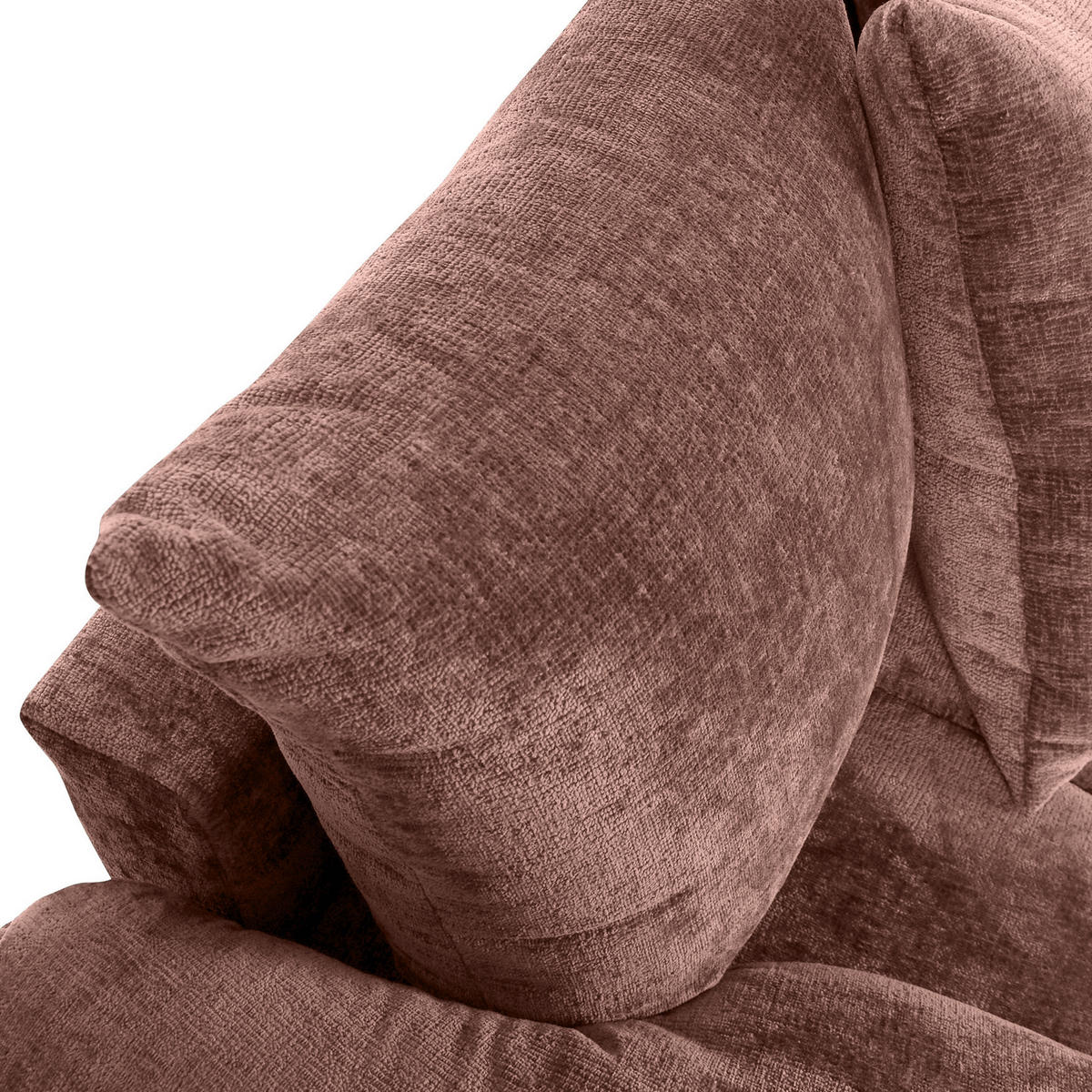 BIGSOFA in Chenille Altrosa  - Schwarz/Altrosa, Design, Kunststoff/Textil (265/67/130cm) - home24