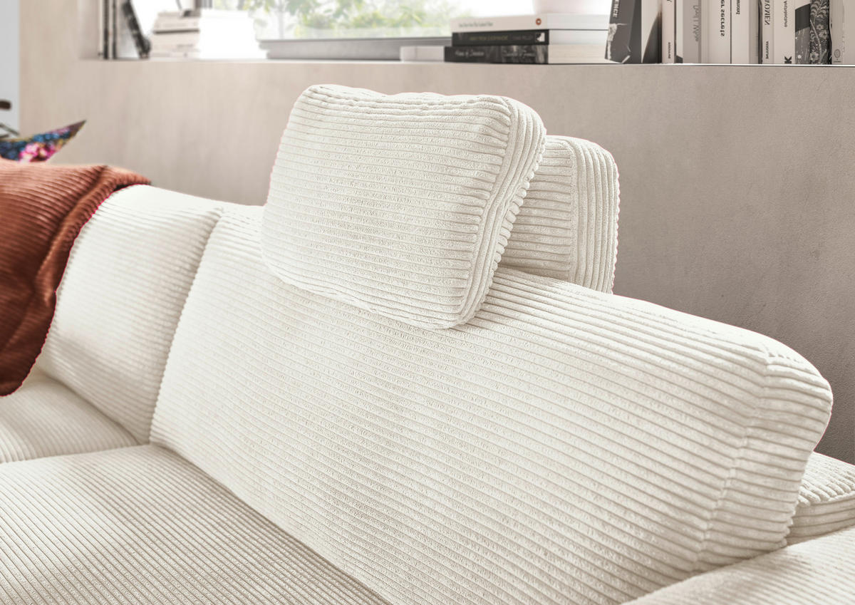 ECKSOFA inkl. Relaxfunktion Naturfarben Cord  - Schwarz/Naturfarben, Design, Kunststoff/Textil (168/296cm) - Pure Home Lifestyle
