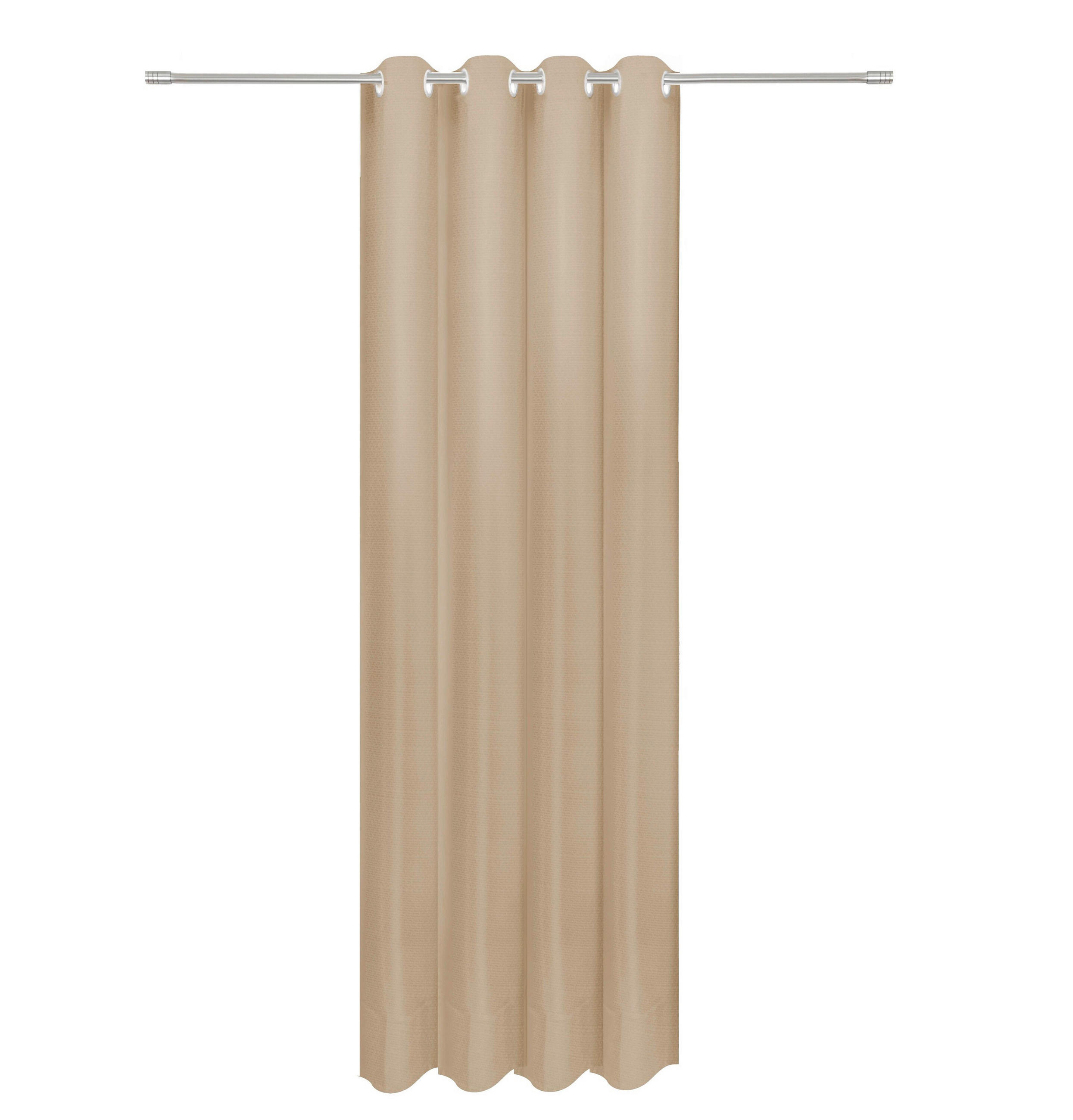 ÖSENVORHANG halbtransparent  - Beigebraun, Basics, Textil (135/245cm)