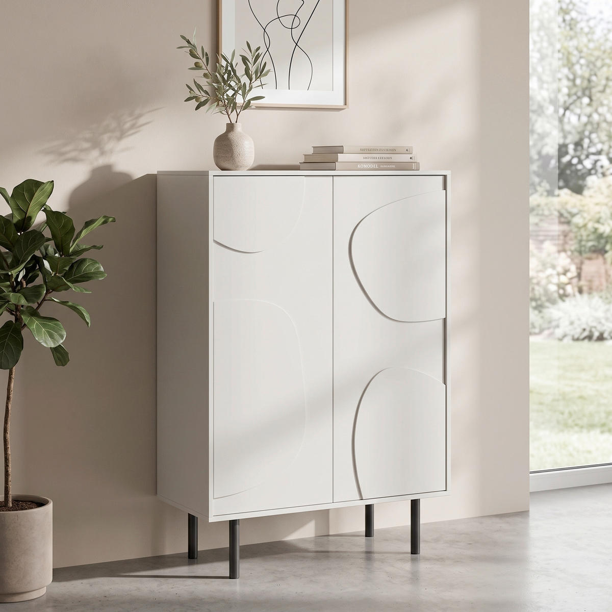 KOMMODE Cadiz, 85/135/40 cm,  - Grauweiß/Schwarz, Design, Holz/Metall (85/135/40cm) - Livetastic