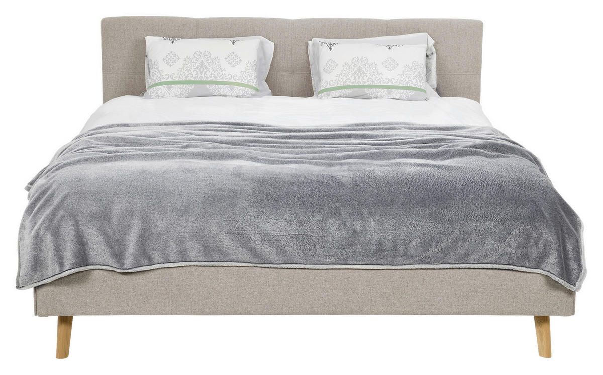 POLSTERBETT 200/200 cm,  in Beige,  - Eichefarben/Beige, MODERN, Holz/Textil (200/200cm) - MID.YOU