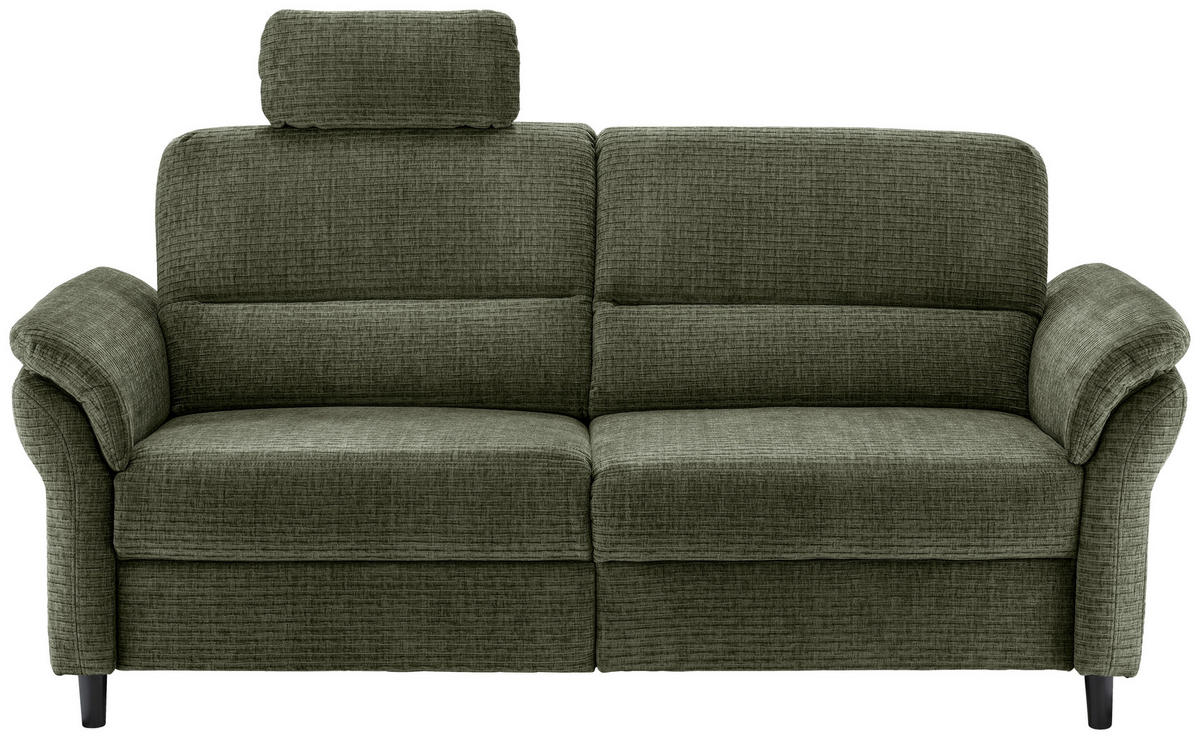 3-SITZER-SOFA in Mikrofaser Olivgrün  - Schwarz/Olivgrün, Modern, Holz/Textil (192/90/89cm) - Livetastic