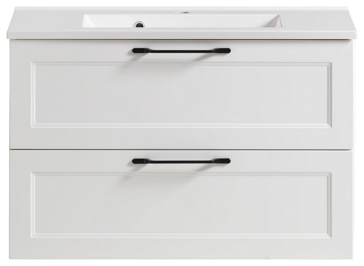 WASCHTISCHKOMBI 80 cm  - Schwarz/Weiß, ROMANTIK / LANDHAUS, Holzwerkstoff/Stein (80cm) - Xora