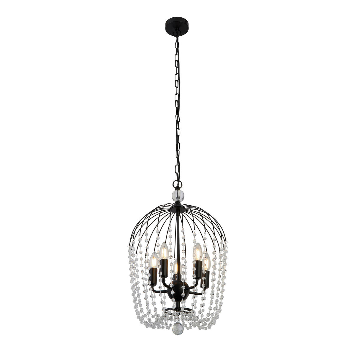 KRISTALNA VISEČA SVETILKA - črna, Design, kovina/steklo (36/150cm)