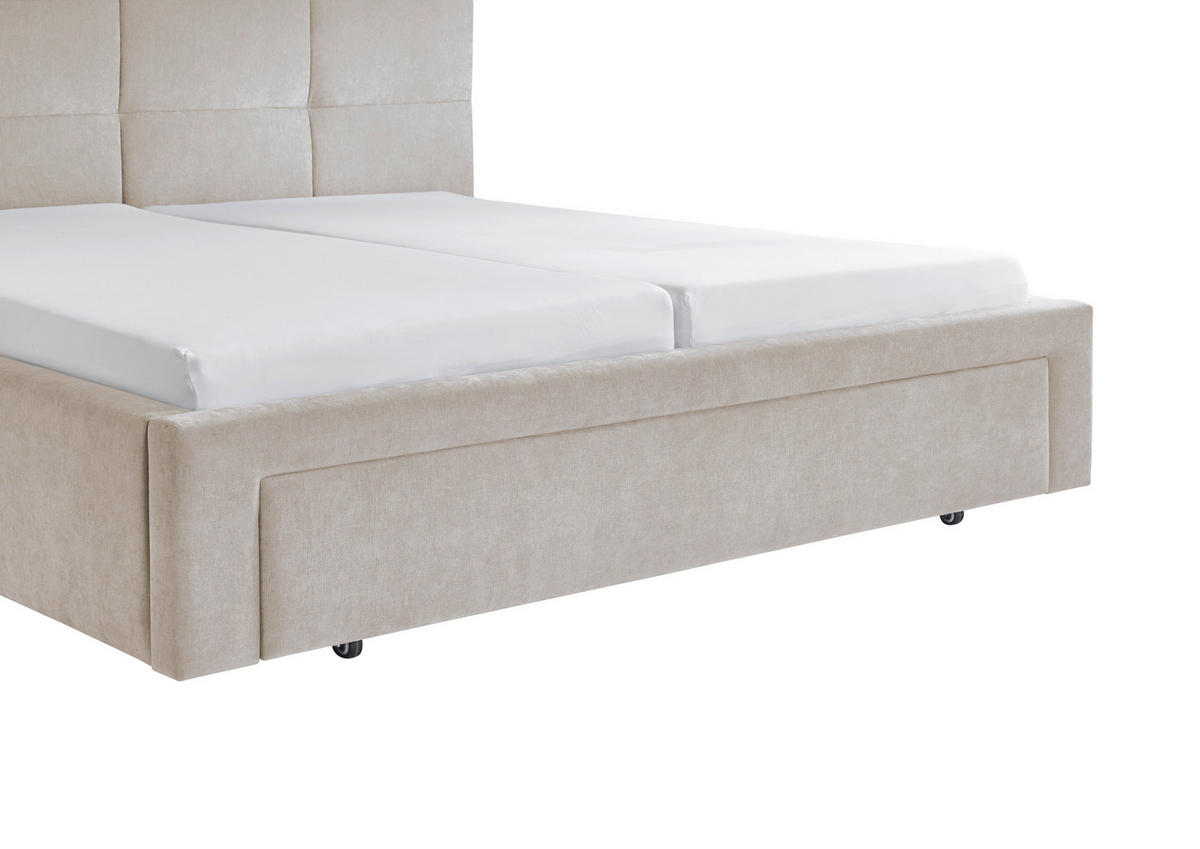 POLSTERBETT 180/200 cm,  in Beige, Bettschublade,  - Beige/Schwarz, Design, Kunststoff/Textil (180/200cm) - Stylife