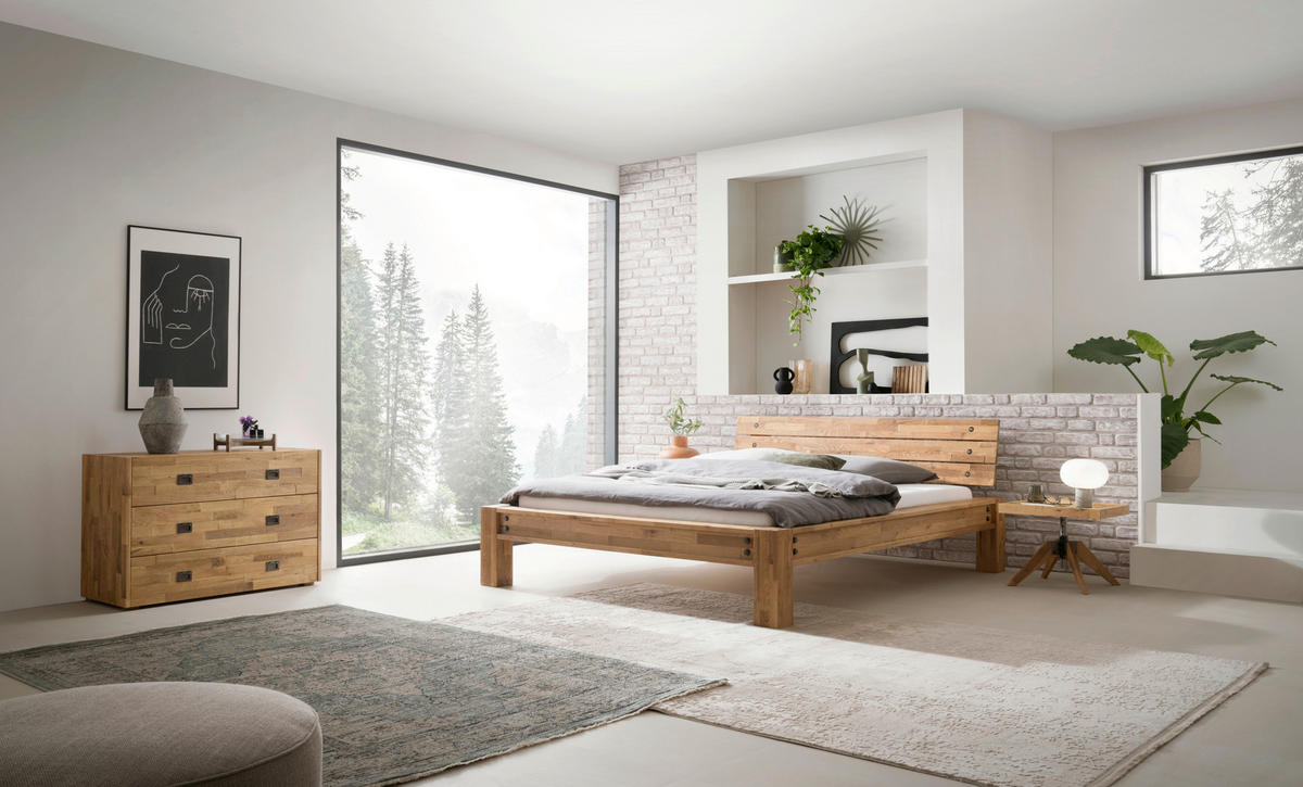 BALKENBETT 180/200 cm  Braun, Eichefarben   - Eichefarben/Braun, Natur, Holz (180/200cm) - Hasena