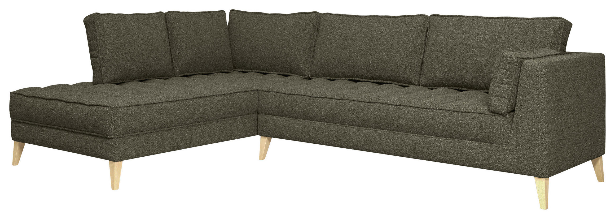 Thumbnail - Mid.you Ecksofa, Dunkelgrün, Textil, 5-Sitzer, Füllung: Polyester, Silikon, Ottomane links, L-Form, 310x204 cm, Made in ...