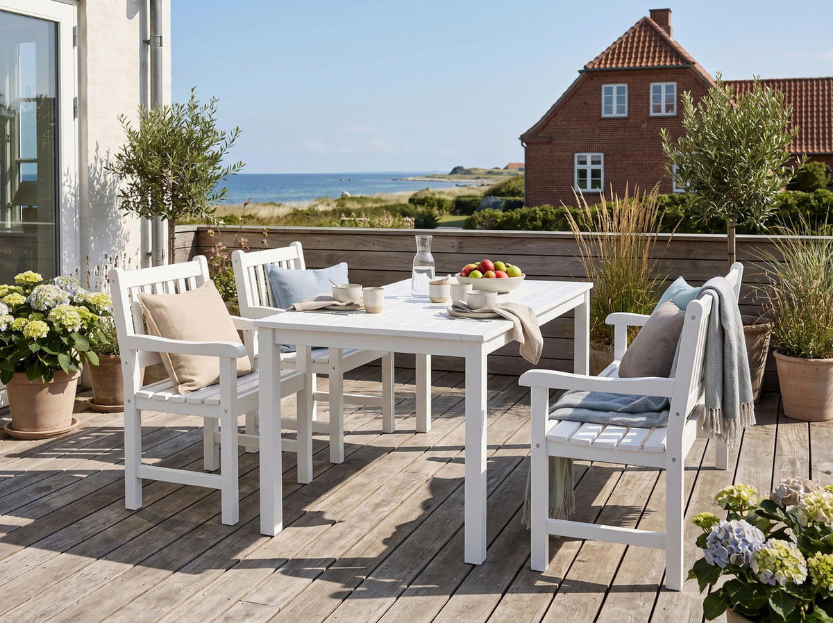 GARTENTISCH 130/70/75 cm Holz rechteckig  - Weiß, Basics, Holz (130/70/75cm) - Amatio Basic