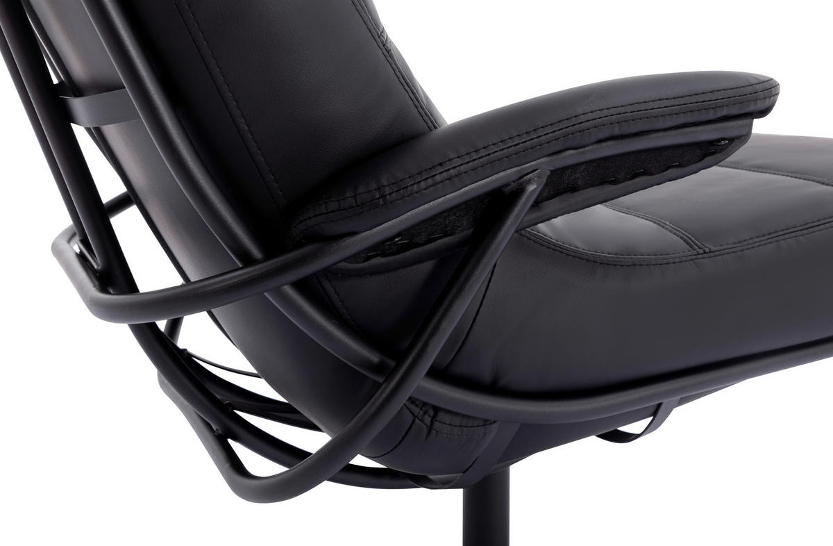 RELAXSESSELSET Lederlook    - Schwarz, Design, Textil/Metall (68/101/85cm) - Livetastic