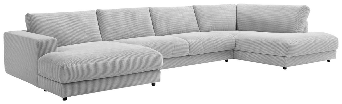 WOHNLANDSCHAFT in Cord Grau  - Schwarz/Grau, Design, Kunststoff/Textil (190/425/224cm) - Hom`in