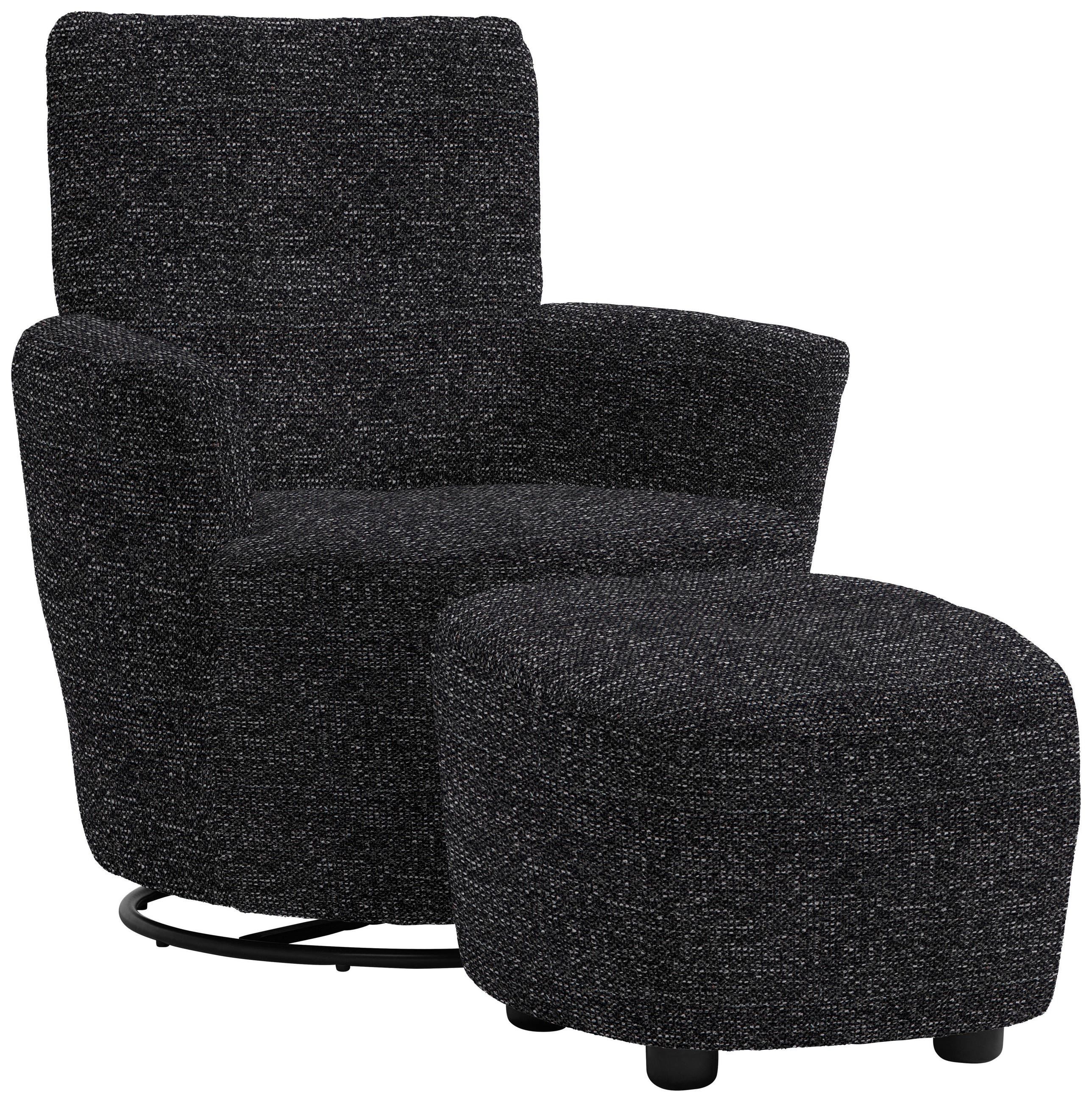SESSEL in Chenille, Flachgewebe Schwarz  - Schwarz, Design, Textil/Metall (81/92/84cm) - Xora
