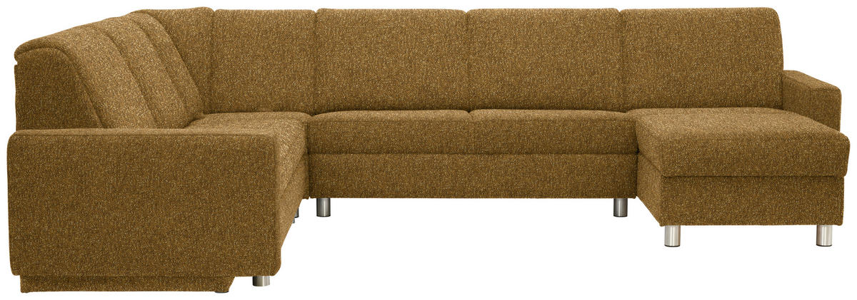 WOHNLANDSCHAFT  in Mikrovelours Senfgelb  - Senfgelb/Alufarben, KONVENTIONELL, Kunststoff/Textil (236/322/158cm) - Sedda