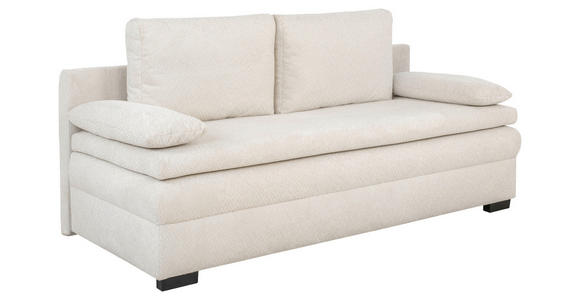 SCHLAFSOFA Struktur Creme  inkl. Rückenkissen, Armlehnenkissen, Bettkasten, Schlaffunktion, Rücken echt  - Creme/Schwarz, KONVENTIONELL, Kunststoff/Textil (195/93/83cm) - Carryhome
