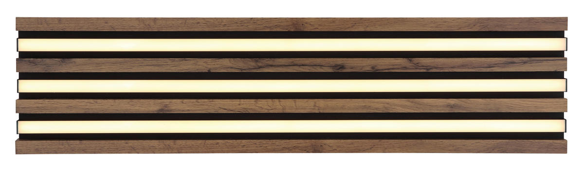 LED-DECKENLEUCHTE Hayden 80/20/5 cm   - Dunkelbraun/Schwarz, Natur, Holzwerkstoff/Kunststoff (80/20/5cm) - Globo