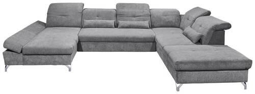 SOFFA i mikrovelour mörkgrå  - mörkgrå/silver, Modern, metall/textil (168/350/245cm) - MID.YOU
