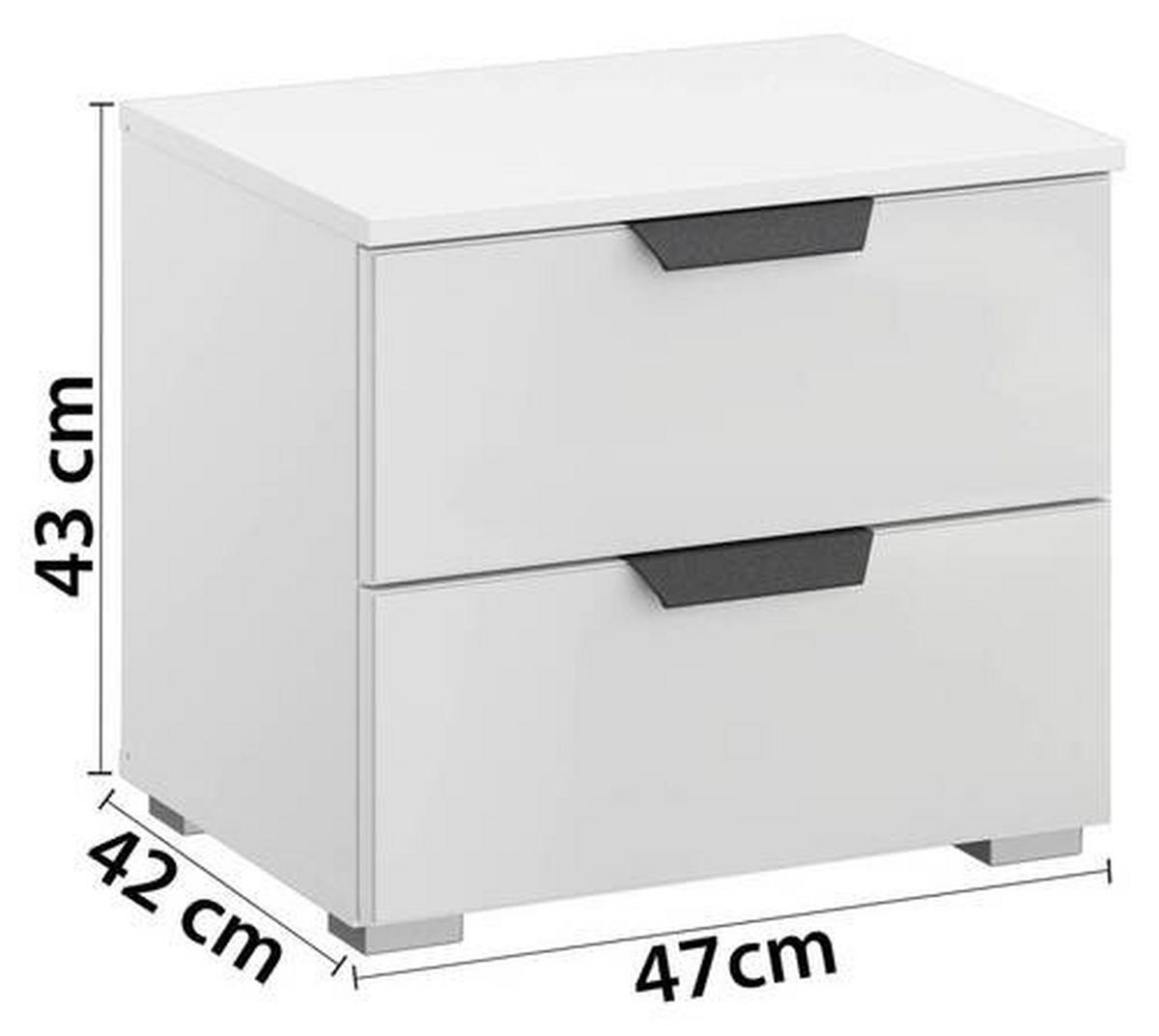 NACHTKÄSTCHEN 47/43/42 cm  in Weiss, Weiss Hochglanz  - Weiss Hochglanz/Weiss, Modern, Glas/Holzwerkstoff (47/43/42cm) - Rauch Möbel