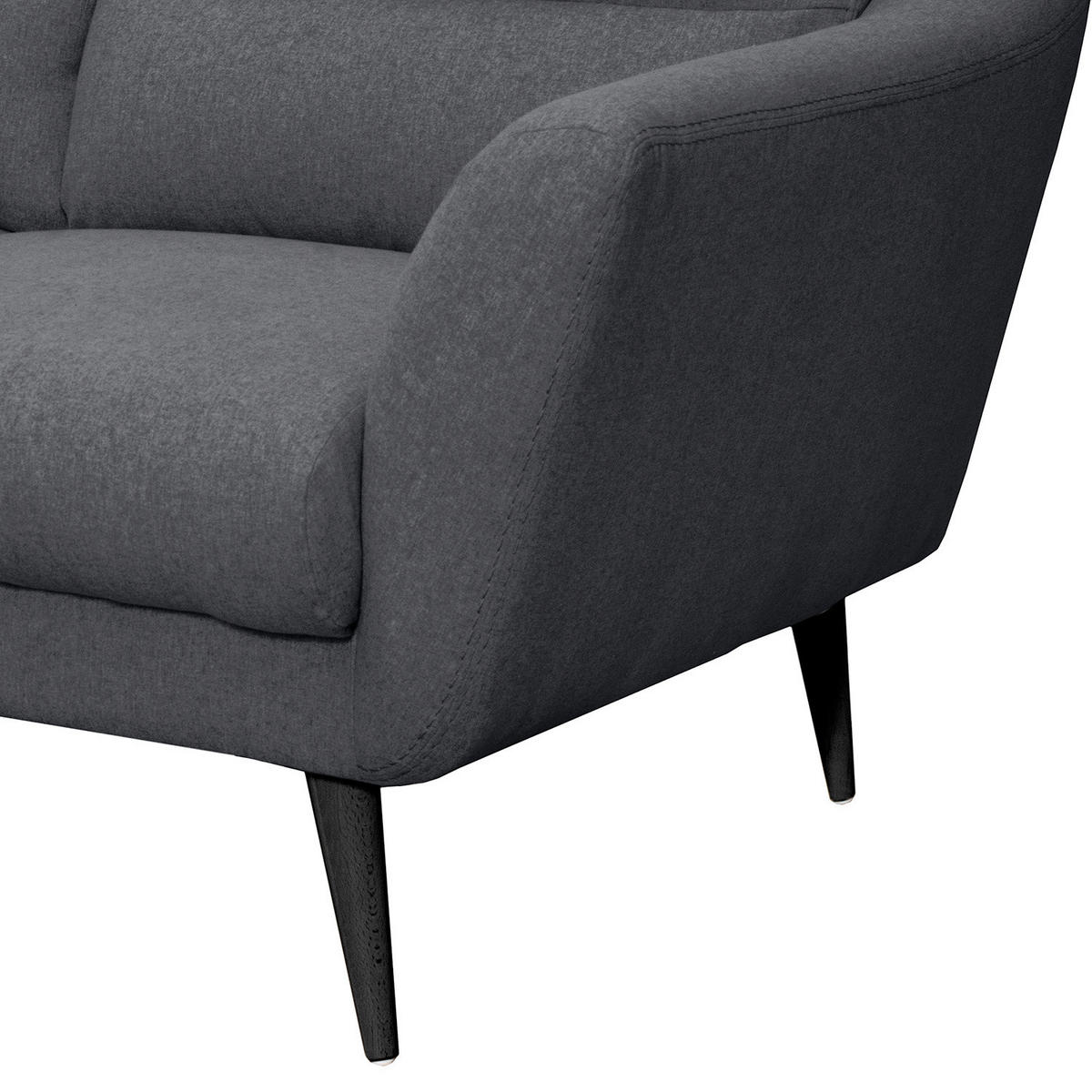 2,5-SITZER in Webstoff Anthrazit  - Anthrazit/Schwarz, Design, Holz/Textil (187/87/88cm) - Livetastic