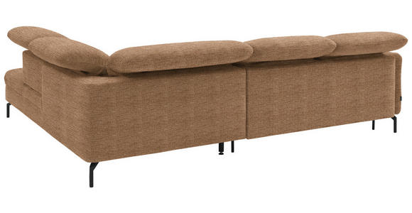 ECKSOFA in Flachgewebe Braun 299-313/233 cm - Schwarz/Braun, Design, Textil/Metall (299-313/233cm) - Dieter Knoll