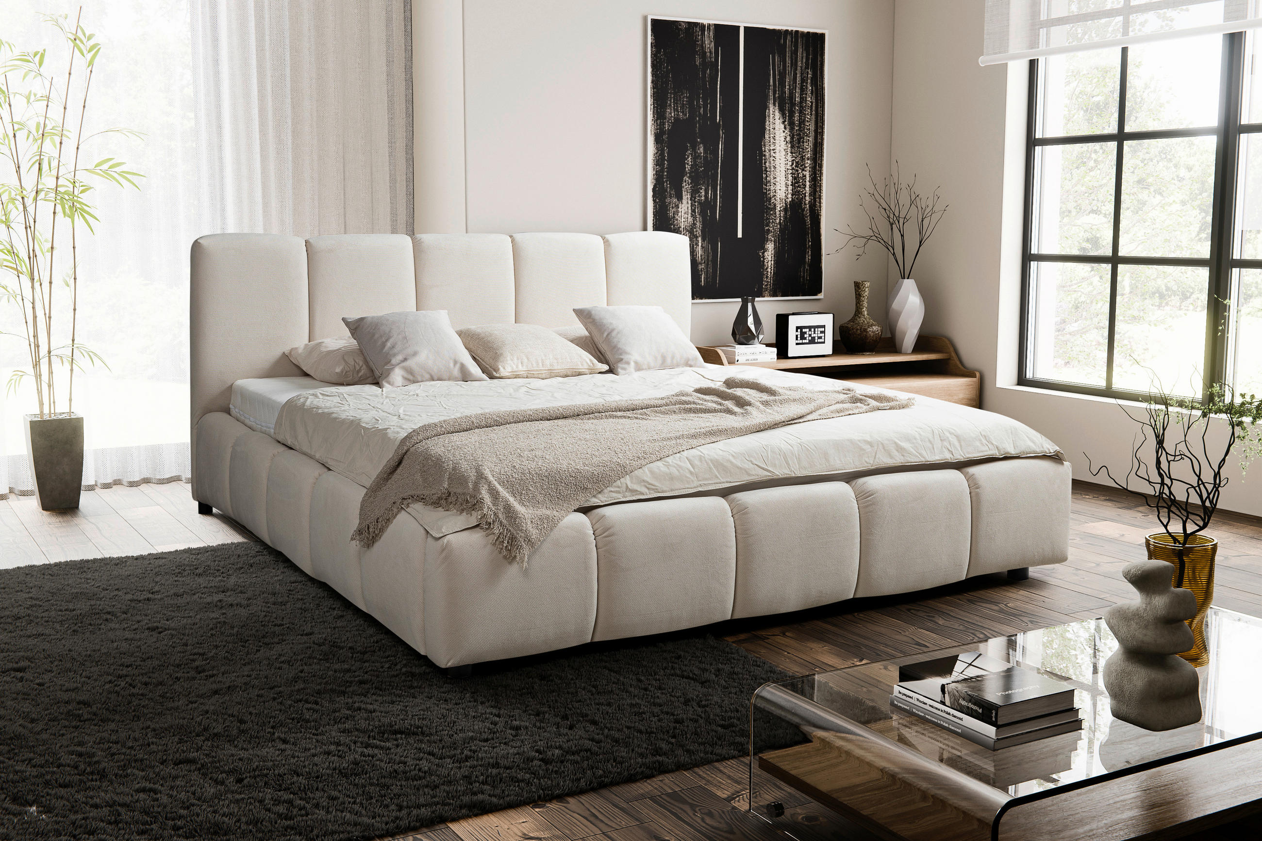 POLSTERBETT Lattenrost, Bettkasten 180/200 cm  in Beige  - Beige/Schwarz, MODERN, Holz/Kunststoff (180/200cm) - MID.YOU