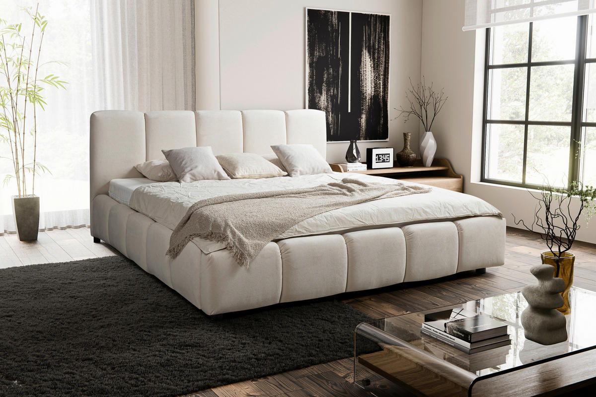 POLSTERBETT Lattenrost, Bettkasten Beige 180/200 cm  - Beige/Schwarz, MODERN, Holz/Holzwerkstoff (180/200cm) - MID.YOU