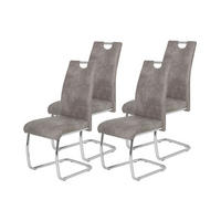 SCHWINGSTUHL-SET 4 Stück  in Stahl Lederlook  - Chromfarben/Grau, MODERN, Textil/Metall (43/98/59cm) - MID.YOU