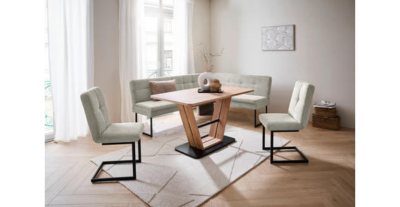 ECKBANK 213/155 cm  in Beige  - Beige/Schwarz, Design, Textil/Metall (213/155cm) - Novel