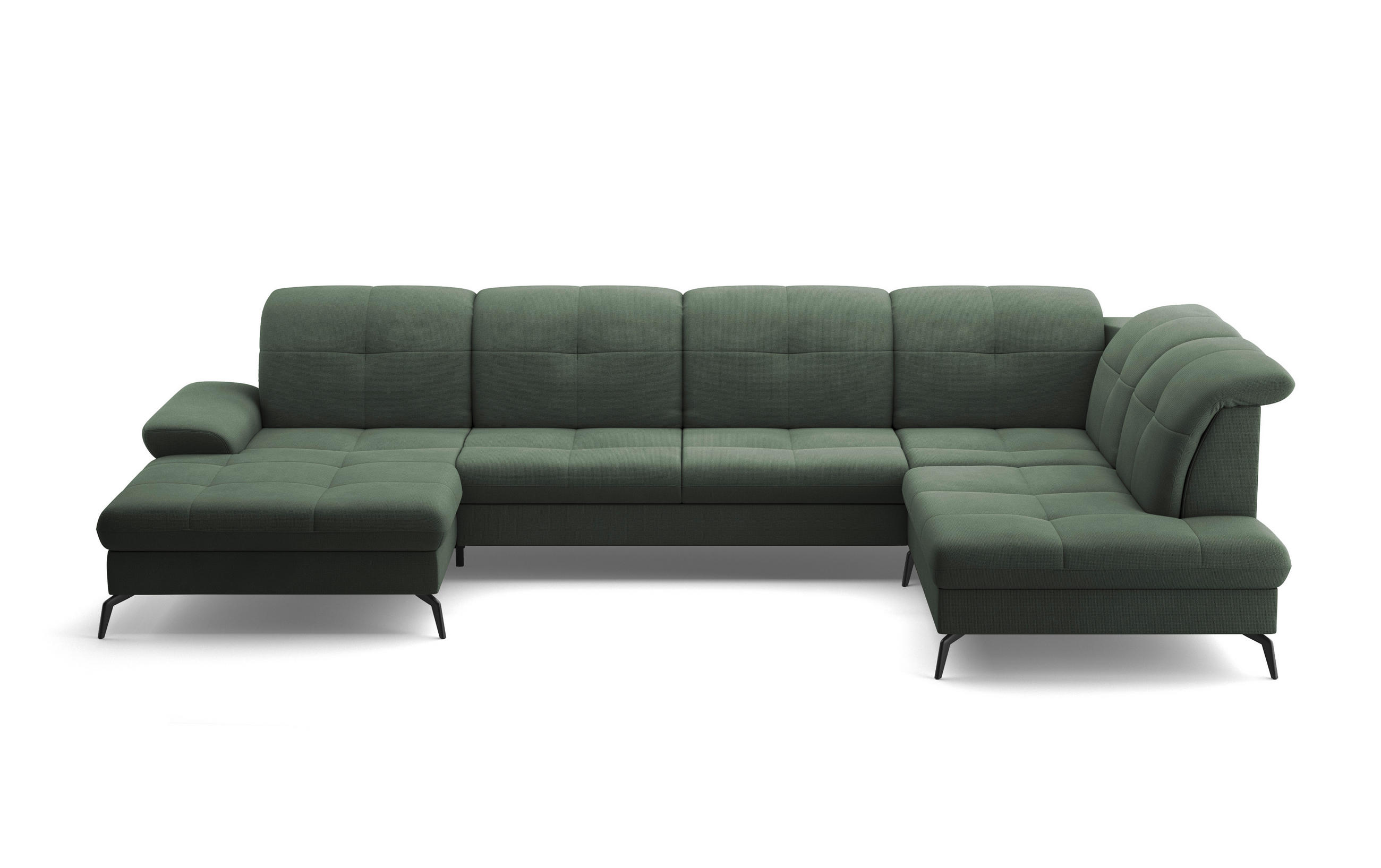 WOHNLANDSCHAFT in Flachgewebe Grün  - Schwarz/Grün, Konventionell, Textil/Metall (185/357/231cm) - Sit & More