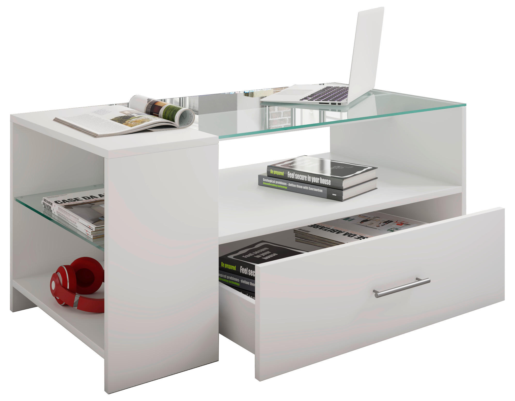 Couchtisch mit Stauraum Tindala Weiß