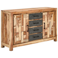 ŠIROKÁ KOMODA, indický palisander, sivá, prírodná farba, 145/85/40 cm - čierna/sivá, Natur, kov/drevo (145/85/40cm) - Livetastic