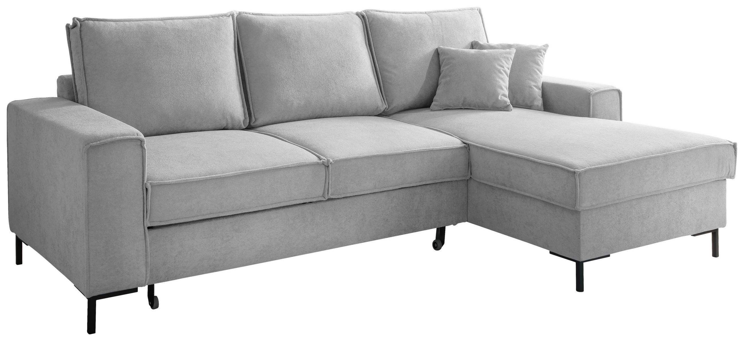 ECKSOFA in Mikrofaser Silberfarben  - Silberfarben/Schwarz, MODERN, Textil/Metall (240/150cm) - Livetastic