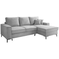 KUTNA GARNITURA tekstil  srebrne boje   - srebrne boje/crna, Moderno, tekstil/metal (240/150cm) - Livetastic