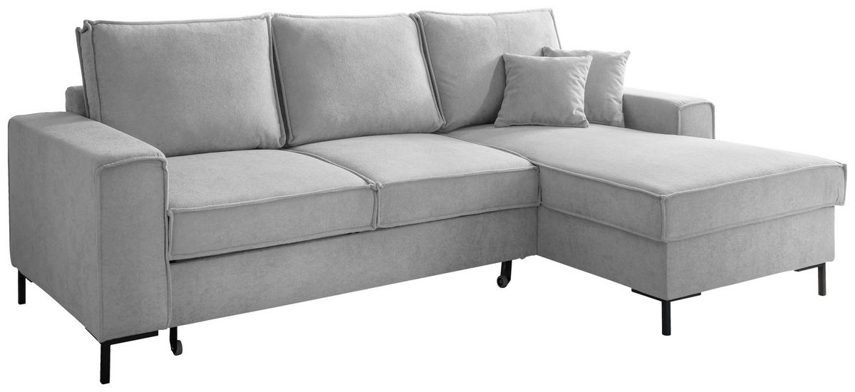 KUTNA GARNITURA tekstil  srebrne boje   - srebrne boje/crna, Moderno, tekstil/metal (240/150cm) - Livetastic