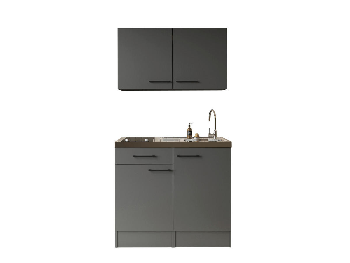MINIKÖK 100 cm   i grå  - svart/grå, Trend, metall/trämaterial (100cm) - Respekta