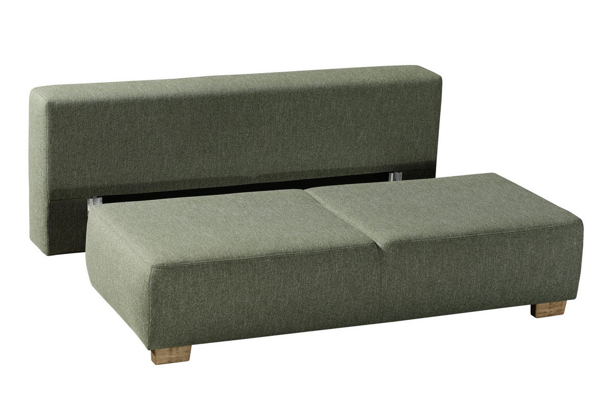 BOXSPRINGSOFA in Grün  - Naturfarben/Grün, Modern, Holz/Textil (205/93/108cm) - Novel