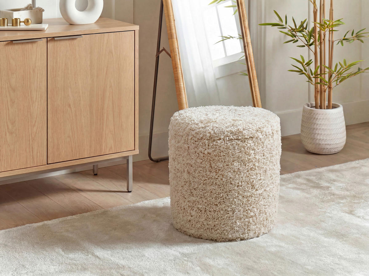 HOCKER Textil Beige  - Beige, Design, Textil (40/45/40cm) - Livetastic