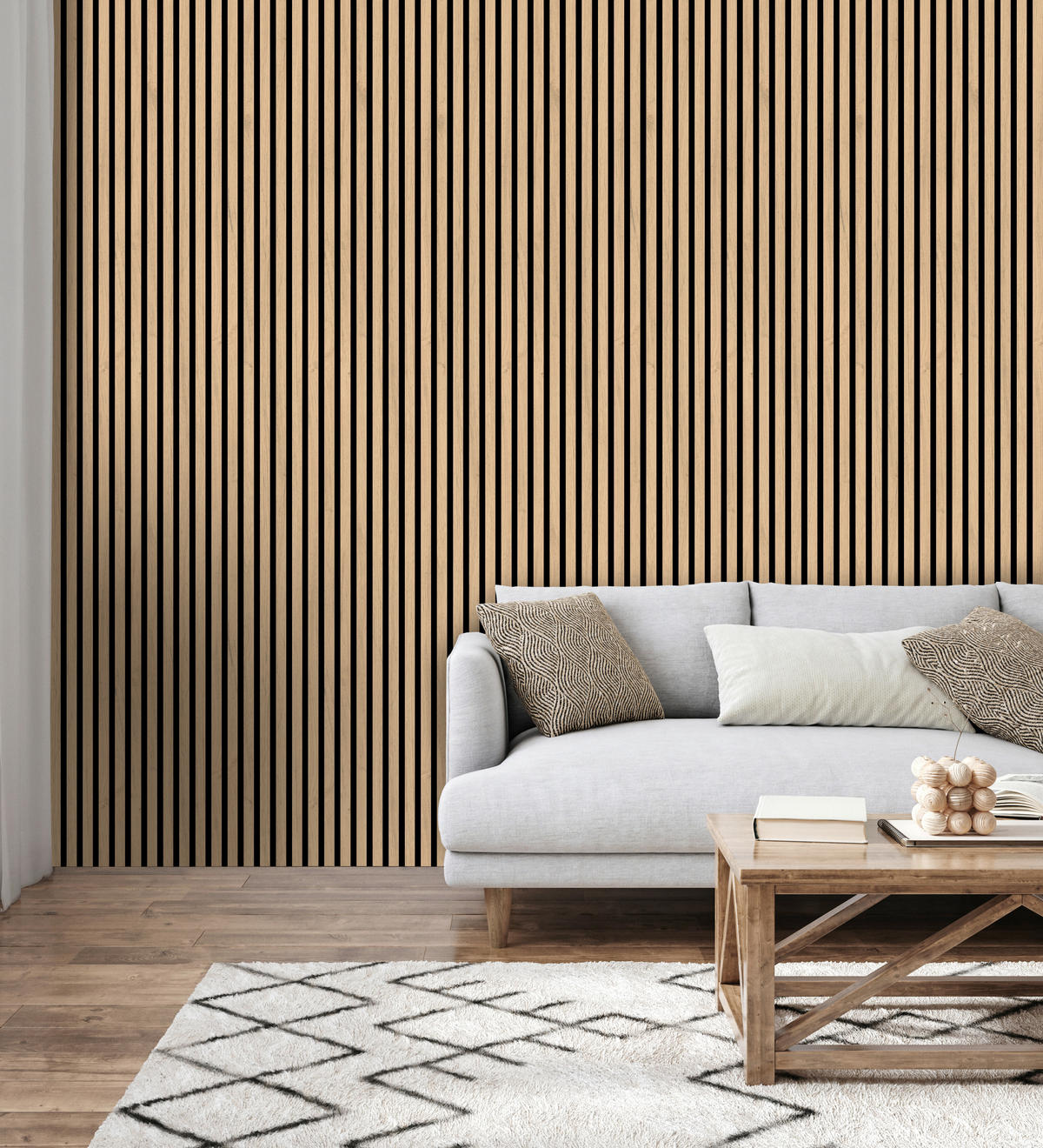 AKUSTIKPANEEL Eiche Mittel 3-seitig foliert Eichefarben 57.25/1.9/267 cm  - Eichefarben, KONVENTIONELL, Holzwerkstoff/Textil (57.25/1.9/267cm)