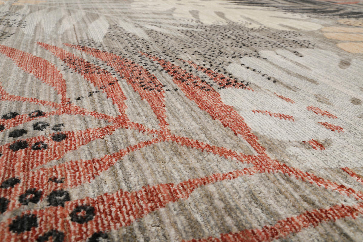 TKANÝ KOBEREC, 160/225 cm, sivá, červená, béžová - sivá/béžová, Konventionell, textil (160/225cm) - Esprit